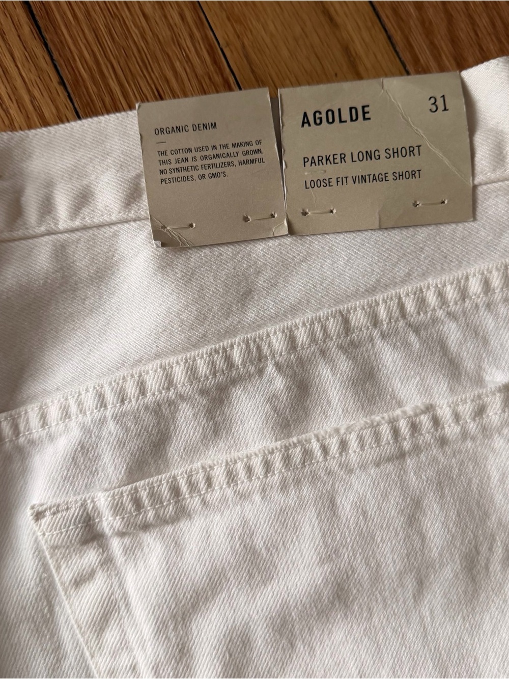 NWT AGOLDE - Parker Long Short in Dough WHITE - Picture 7 of 8